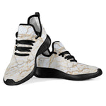 White Brown Grunge Marble Print Mesh Knit Shoes GearFrost