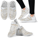 White Brown Grunge Marble Print Mesh Knit Shoes GearFrost