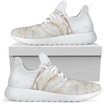 White Brown Grunge Marble Print Mesh Knit Shoes GearFrost