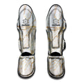 White Brown Grunge Marble Print Muay Thai Shin Guards