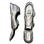 White Brown Grunge Marble Print Muay Thai Shin Guard