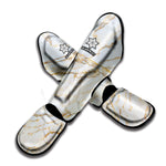 White Brown Grunge Marble Print Muay Thai Shin Guard