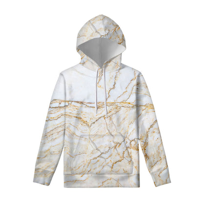 White Brown Grunge Marble Print Pullover Hoodie