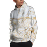 White Brown Grunge Marble Print Pullover Hoodie