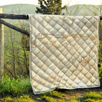 White Brown Grunge Marble Print Quilt