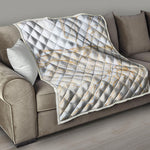 White Brown Grunge Marble Print Quilt