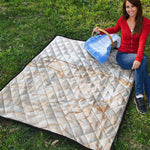White Brown Grunge Marble Print Quilt