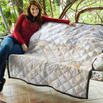 White Brown Grunge Marble Print Quilt