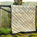 White Brown Grunge Marble Print Quilt