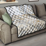 White Brown Grunge Marble Print Quilt