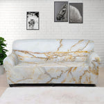 White Brown Grunge Marble Print Sofa Cover