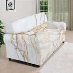 White Brown Grunge Marble Print Sofa Cover