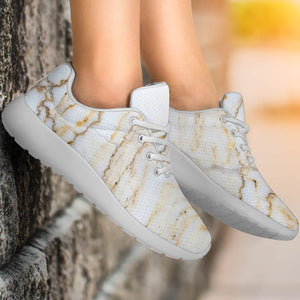 White Brown Grunge Marble Print Sport Shoes GearFrost