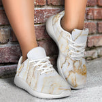 White Brown Grunge Marble Print Sport Shoes GearFrost