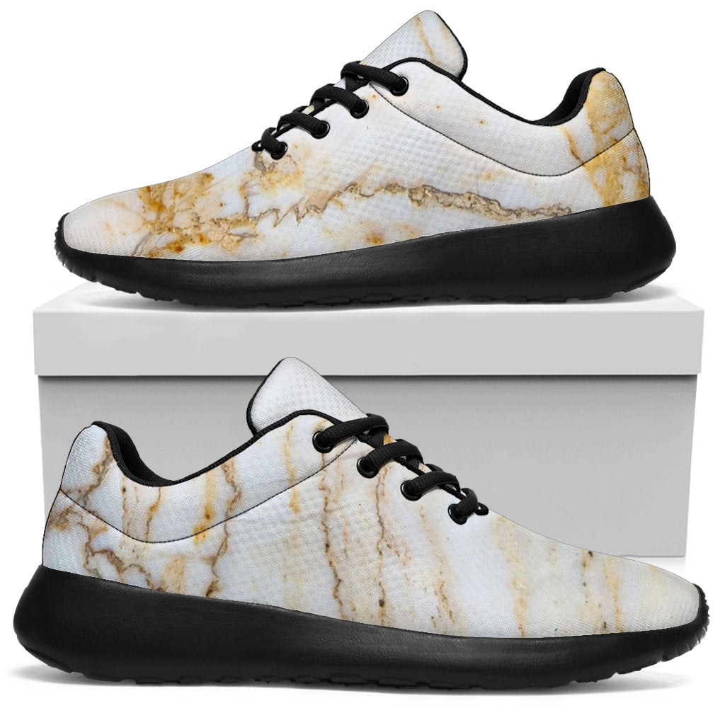 White Brown Grunge Marble Print Sport Shoes GearFrost