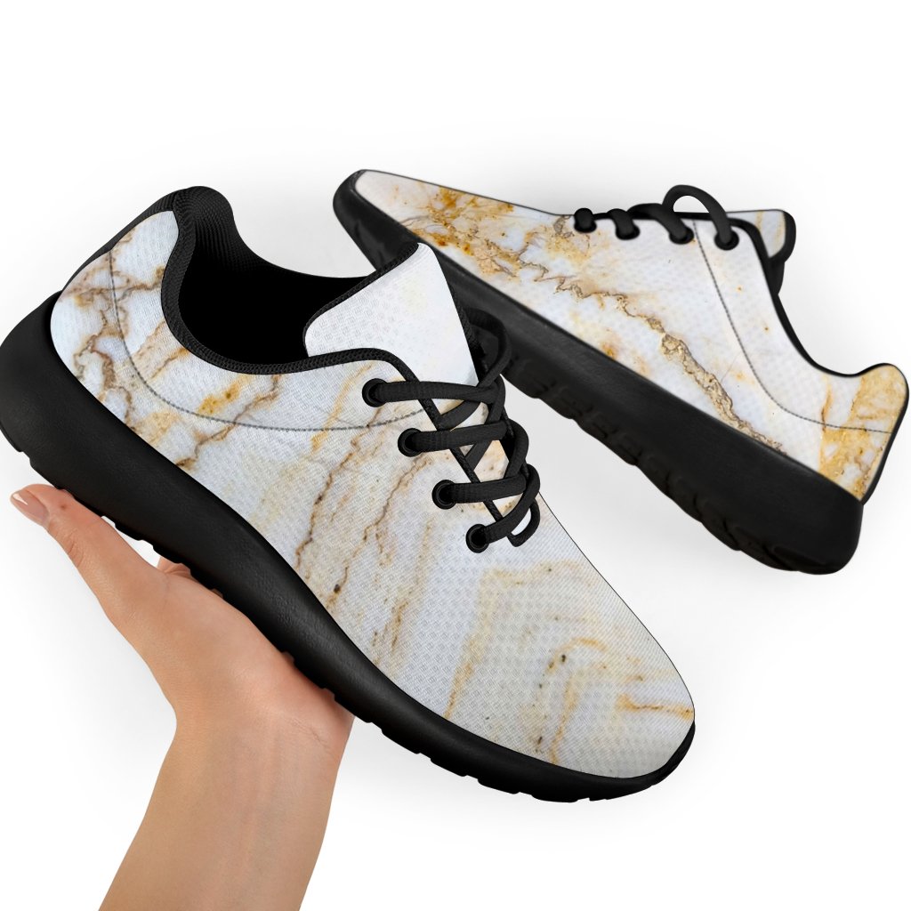 White Brown Grunge Marble Print Sport Shoes GearFrost