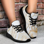 White Brown Grunge Marble Print Sport Shoes GearFrost