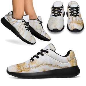 White Brown Grunge Marble Print Sport Shoes GearFrost