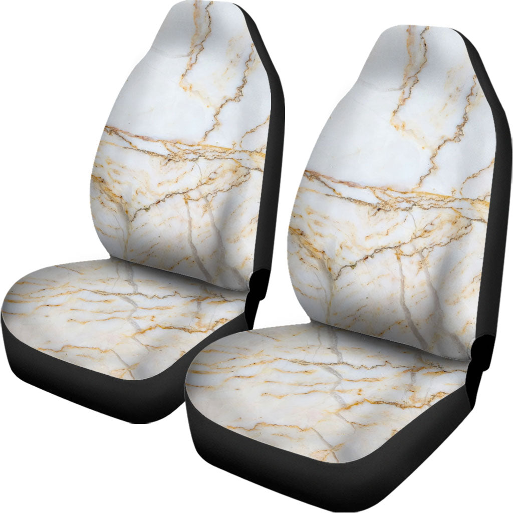 White Brown Grunge Marble Print Universal Fit Car Seat Covers