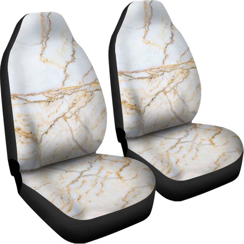 White Brown Grunge Marble Print Universal Fit Car Seat Covers