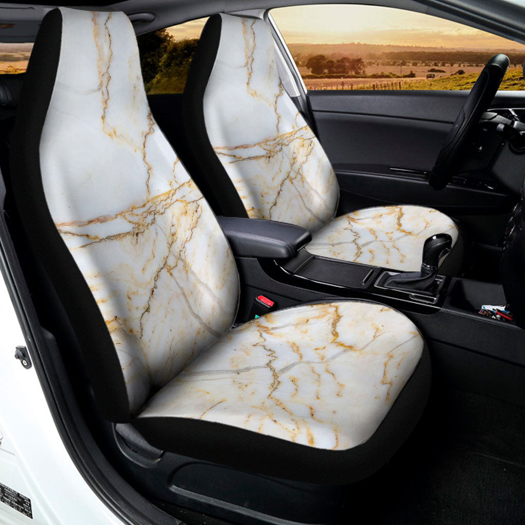 White Brown Grunge Marble Print Universal Fit Car Seat Covers
