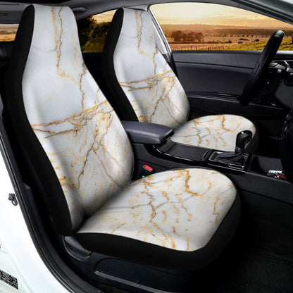 White Brown Grunge Marble Print Universal Fit Car Seat Covers