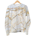 White Brown Grunge Marble Print Women's Crewneck Sweatshirt