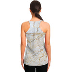 White Brown Grunge Marble Print Women's Racerback Tank Top