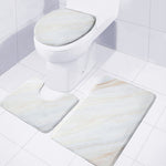 White Brown Smooth Marble Print 3 Piece Bath Mat Set