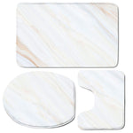 White Brown Smooth Marble Print 3 Piece Bath Mat Set