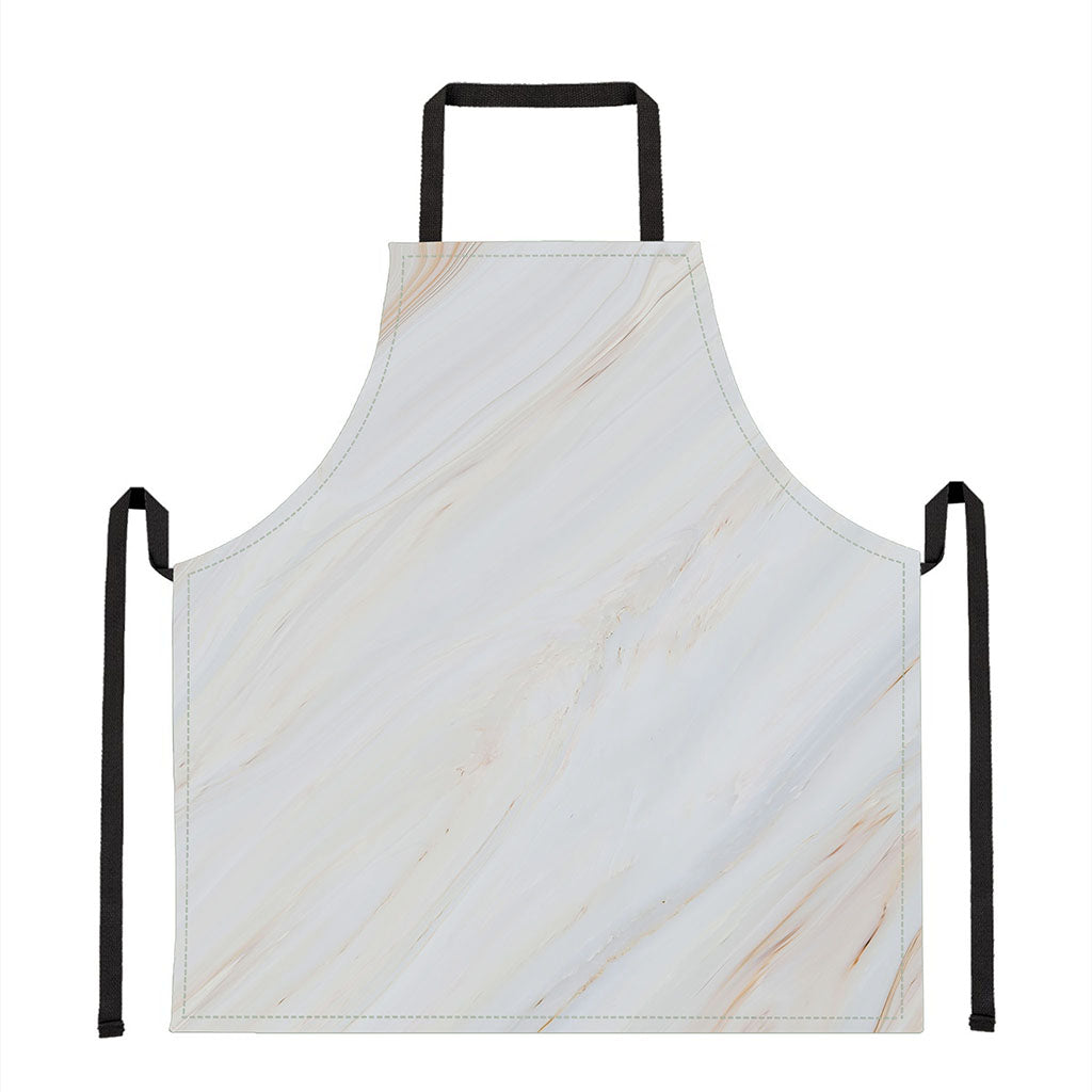 White Brown Smooth Marble Print Apron