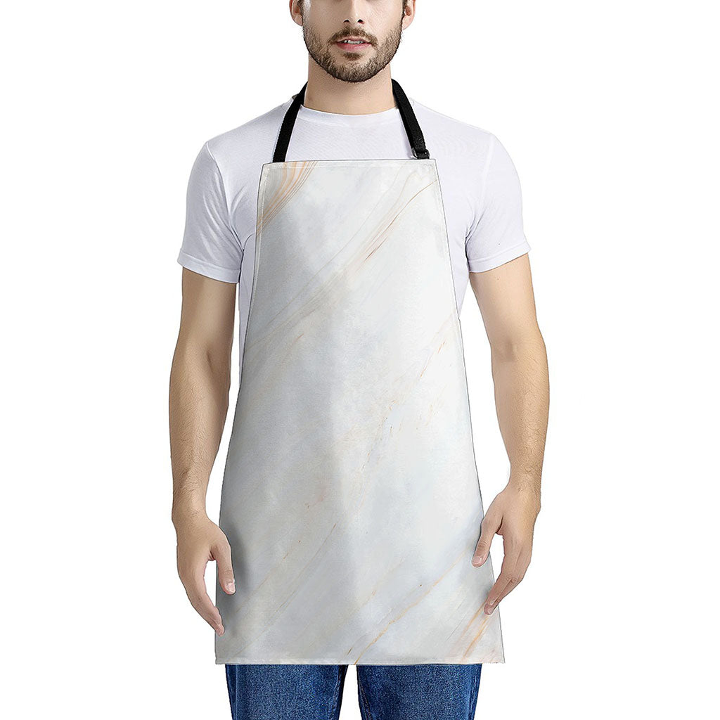 White Brown Smooth Marble Print Apron