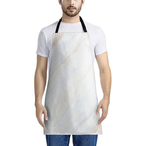 White Brown Smooth Marble Print Apron