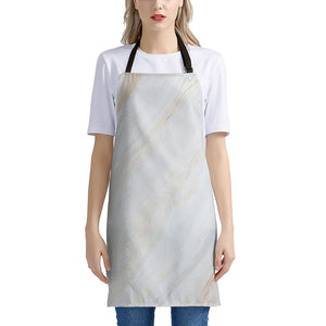 White Brown Smooth Marble Print Apron