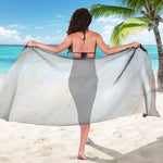 White Brown Smooth Marble Print Beach Sarong Wrap