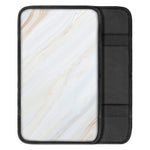White Brown Smooth Marble Print Car Center Console Cover