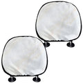 White Brown Smooth Marble Print Car Headrest Covers