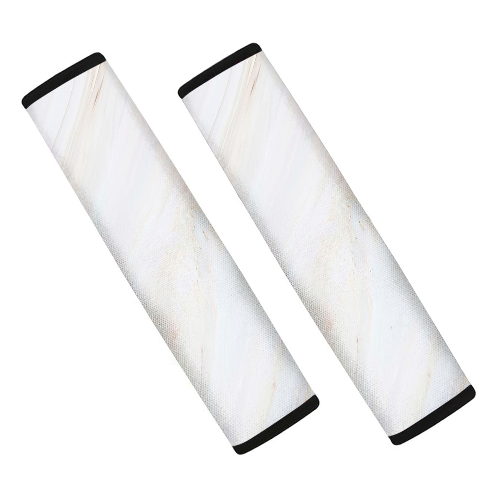 White Brown Smooth Marble Print Car Seat Belt Covers