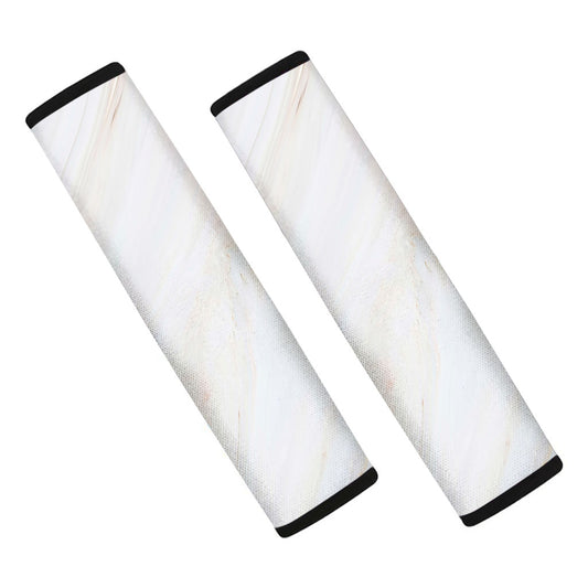 White Brown Smooth Marble Print Car Seat Belt Covers