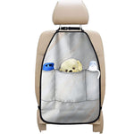 White Brown Smooth Marble Print Car Seat Organizers