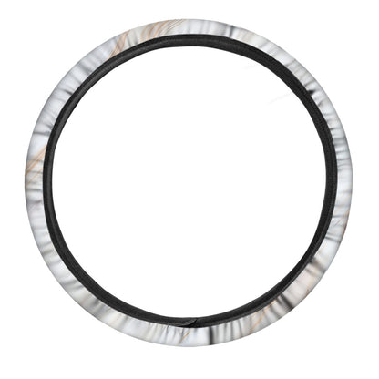 White Brown Smooth Marble Print Car Steering Wheel Cover