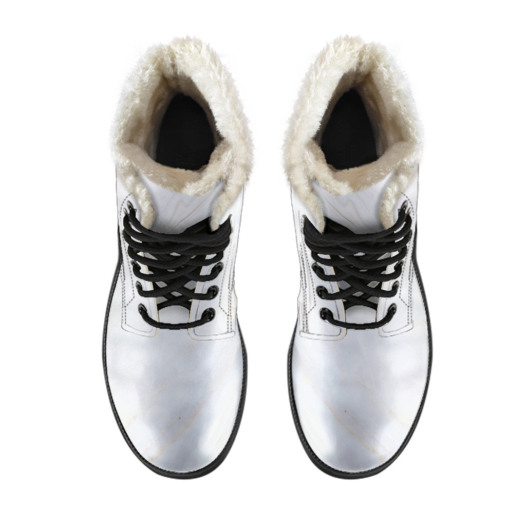 White Brown Smooth Marble Print Comfy Boots GearFrost