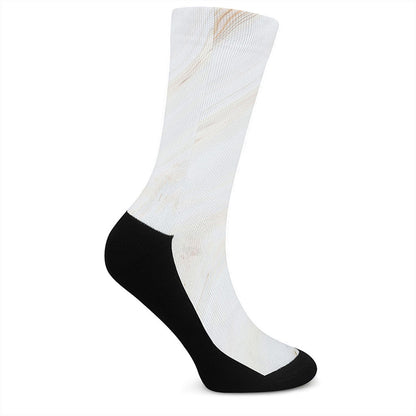 White Brown Smooth Marble Print Crew Socks