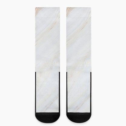 White Brown Smooth Marble Print Crew Socks