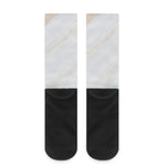 White Brown Smooth Marble Print Crew Socks