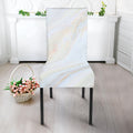 White Brown Smooth Marble Print Dining Chair Slipcover