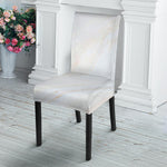 White Brown Smooth Marble Print Dining Chair Slipcover