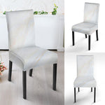 White Brown Smooth Marble Print Dining Chair Slipcover