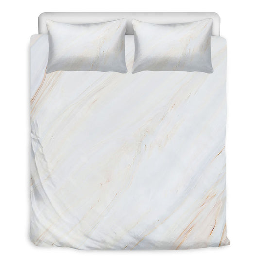 White Brown Smooth Marble Print Duvet Cover Bedding Set