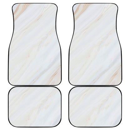 White Brown Smooth Marble Print Front and Back Car Floor Mats